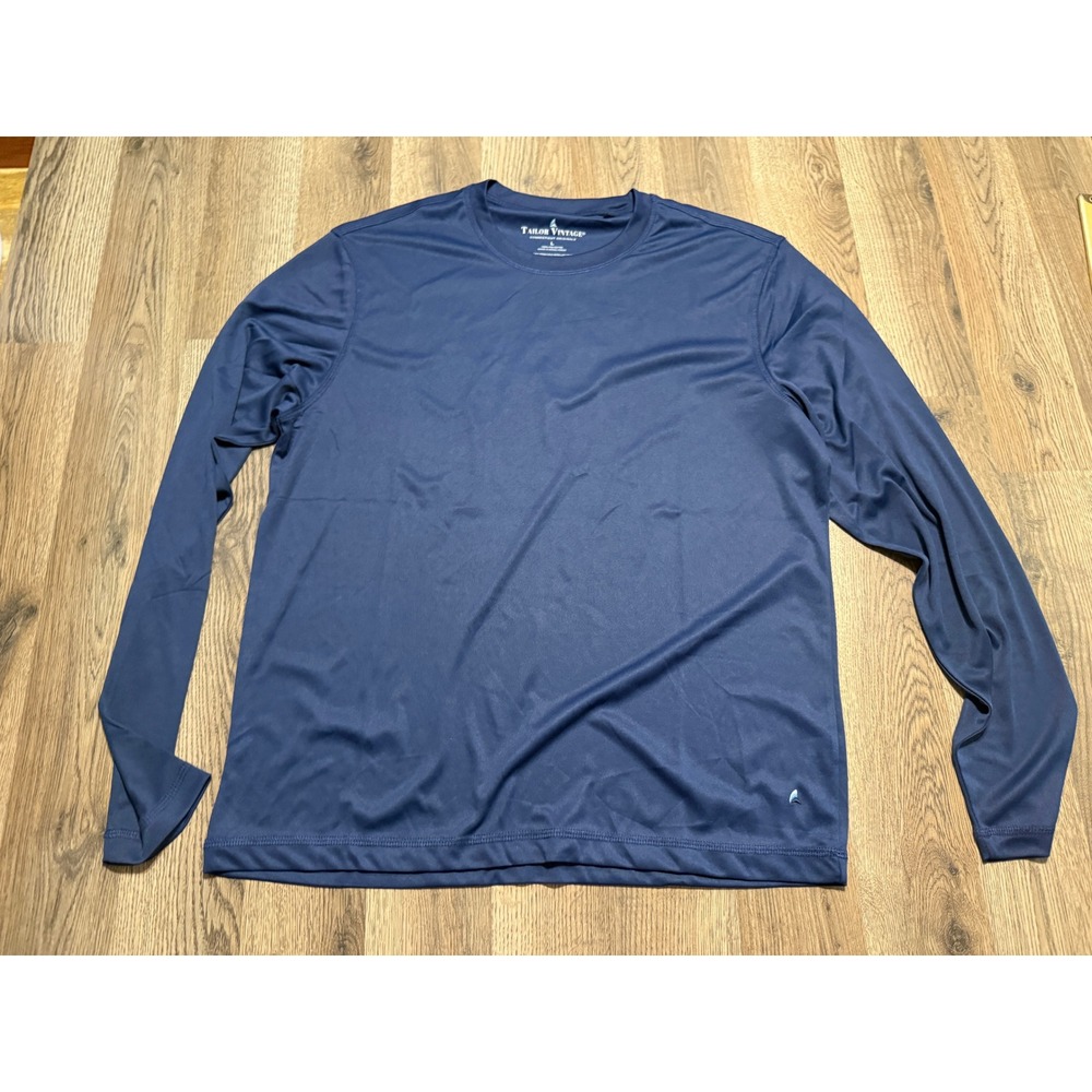 Tailor Vintage Shirt Mens Large Navy Blue Long Sleeve Lighthouse Graphic